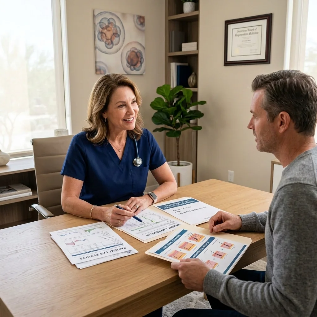 Provider reviewing a regenerative therapy plan at AgeRejuvenation